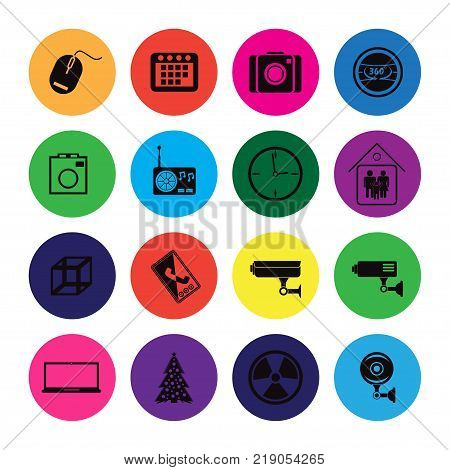 Set of web icons for business on color circle and white background.