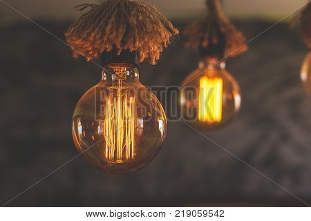 light bulbs with blur background. Round light bulbs for decoration