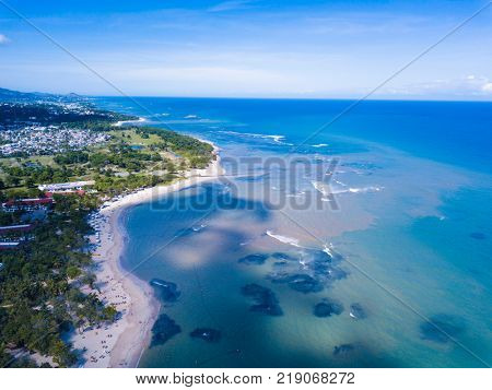 Aerial view of resorts in Puerto Plata in Dominican Republic.