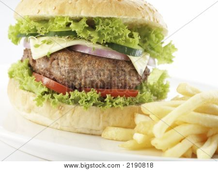 Närbild på hamburgare