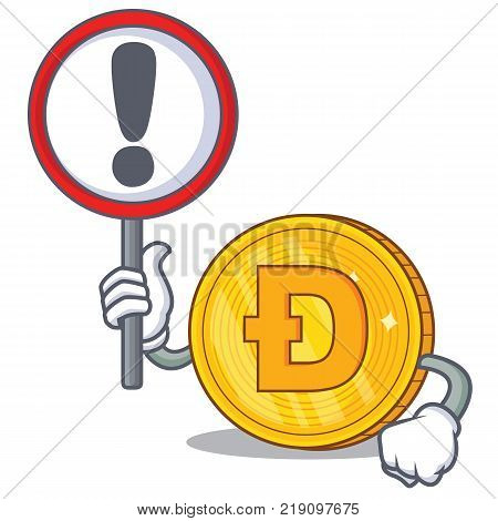 With sign Dodgecoin character cartoon style vector illustration