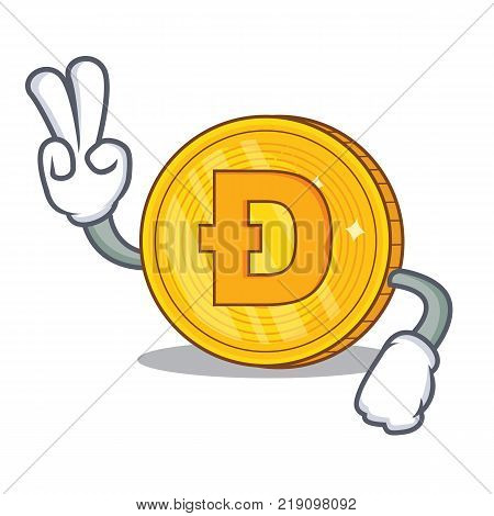 Two finger Dodgecoin character cartoon style vector illustration