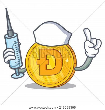 Nurse Dodgecoin character cartoon style vector illustration