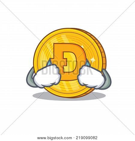 Crying Dodgecoin character cartoon style vector illustration