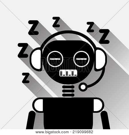 Chatbot Tired Sleep Icon Concept Black Chat Bot Or Chatterbot Service Of Online Support Technology Vector Illustration