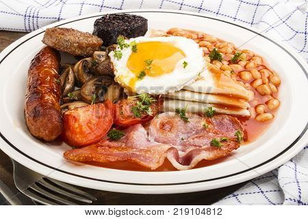 ulster fry traditional northern irish breakfast on a white plate