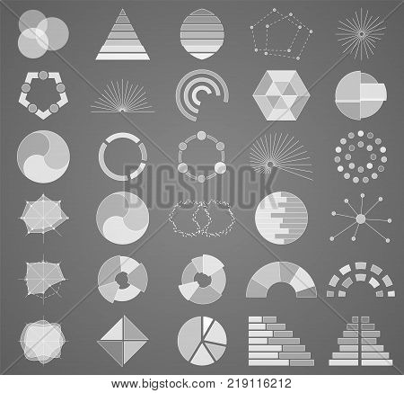 Business chart collection. Set of graphs. Analysis statistic data visualization. Infographic data presentation elements. Vector illustration