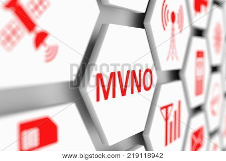 MVNO concept cell blurred background 3d illustration
