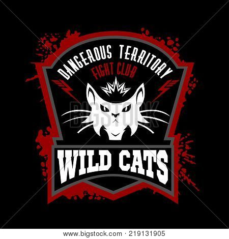 Wildcat mascot - sport team. Isolated on black.