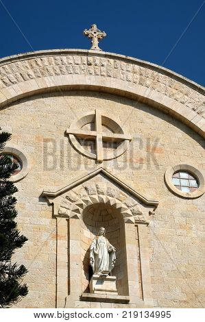 St. Vincent de Paul church facade from Mamilla Mall Jerusalem