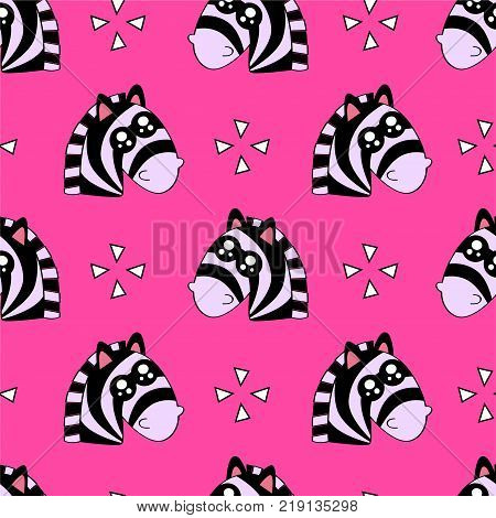 Cute Kids Zebra Pattern For Girls And Boys. Colorful Zebra, Stars On The Abstract Background Create