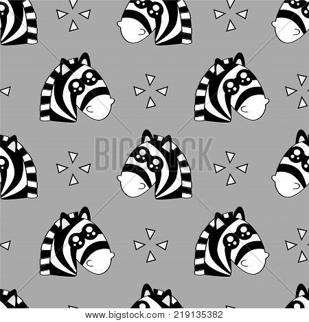 Cute Kids Zebra Pattern For Girls And Boys. Colorful Zebra, Stars On The Abstract Background Create