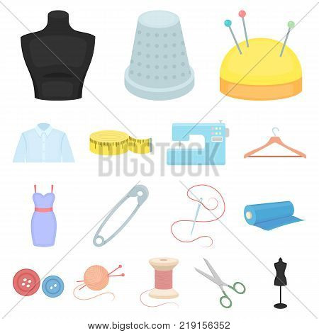 Atelier and sewing cartoon icons in set collection for design. Equipment and tools for sewing vector symbol stock  illustration.
