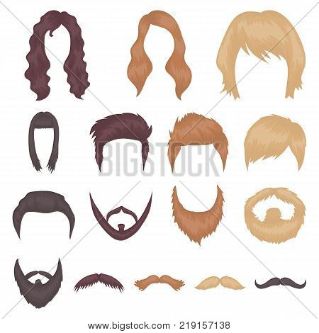Mustache and beard, hairstyles cartoon icons in set collection for design. Stylish haircut vector symbol stock  illustration.