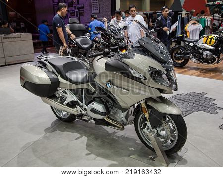 Bangkok Thailand - December 11 2017: BMW R 1200 RT Sport Touring Motorcycle presented in Motor Expo 2017