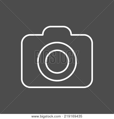 Camera line icon, outline vector illustration on gray background illuctration eps10