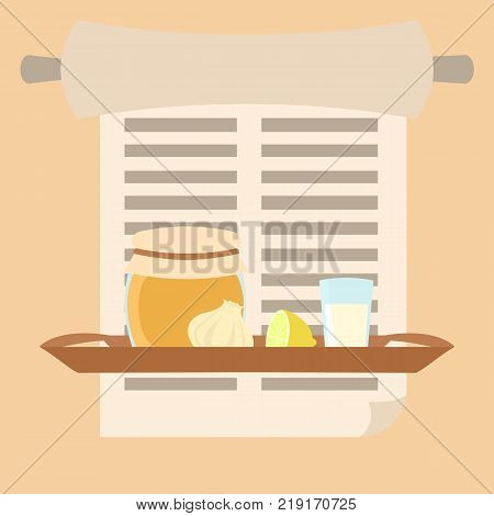 grandma's remedies tray - vector illustration of folk medicine in flat style