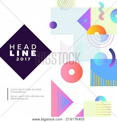 Abstract Background - modern vector template illustration on white background with place for your text. Heading formed in a dark lozenge frame. Stylish image with bright brush stroke, spots and dots