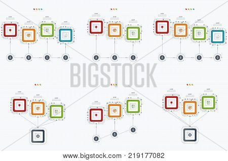 Set with infographics. Data and information visualization. Template. Stock vector. Dynamic infographics stylish geometric. element for design business invitations, gift cards, flyers and brochures