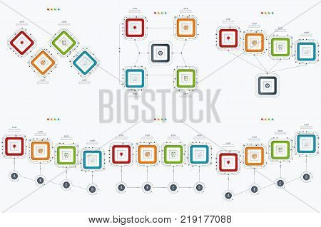 Set with infographics. Data and information visualization. Template. Stock vector. Dynamic infographics stylish geometric. element for design business invitations, gift cards, flyers and brochures