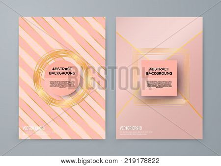 Brochure template with rose goldbackground. cover backdrop for banner or poster design