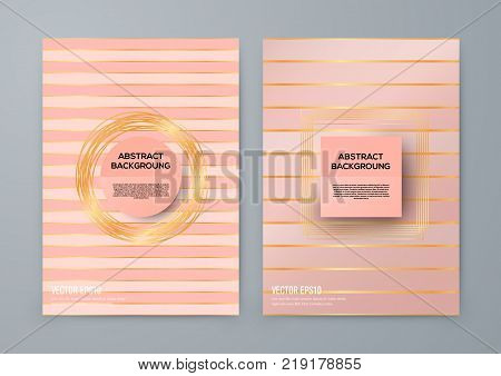 Brochure template with rose goldbackground. cover backdrop for banner or poster design