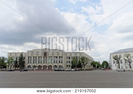 Yaroslavl, Russia. - June 3.2016. The building of the Government of the Yaroslavl Region on the Soviet Square, formerly the building of the regional committee of the CPSU.