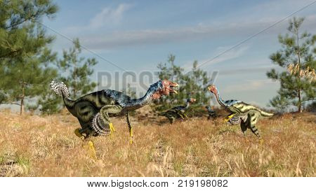 3d rendering of the walking caudipteryx