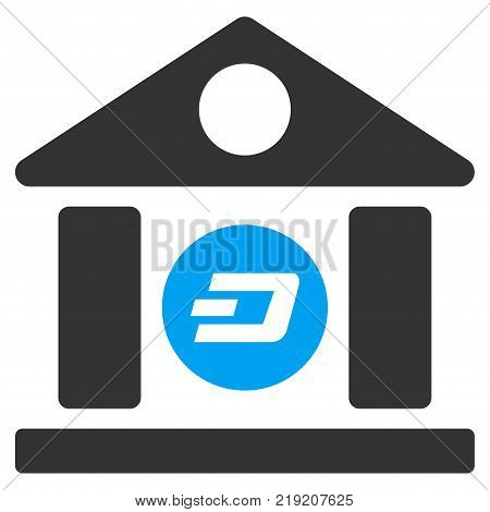 Dash Bank Building vector icon. Illustration style is a flat iconic bicolor blue and gray symbol on white background.
