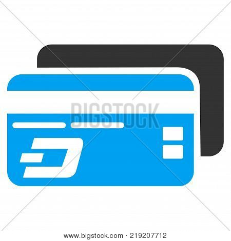 Dash Bank Cards vector pictograph. Illustration style is a flat iconic bicolor blue and gray symbol on white background.