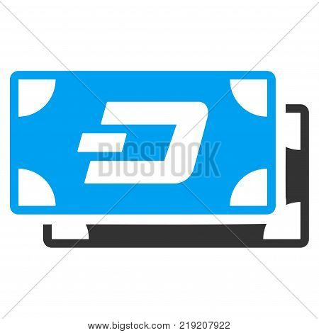 Dash Banknotes vector icon. Illustration style is a flat iconic bicolor blue and gray symbol on white background.