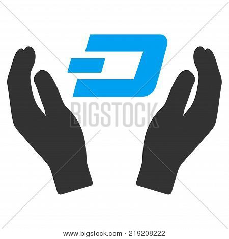 Dash Care Hands vector icon. Illustration style is a flat iconic bicolor blue and gray symbol on white background.