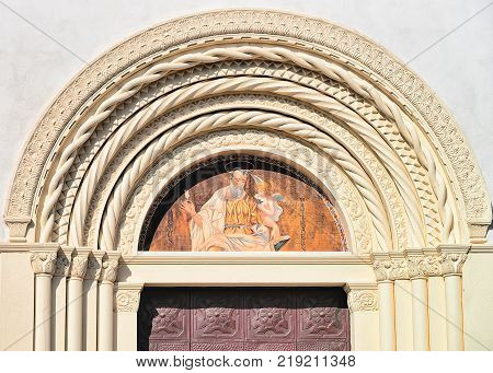 Detail of Saint Matthew Church in Agerola Bomerano Amalfi coast Italy