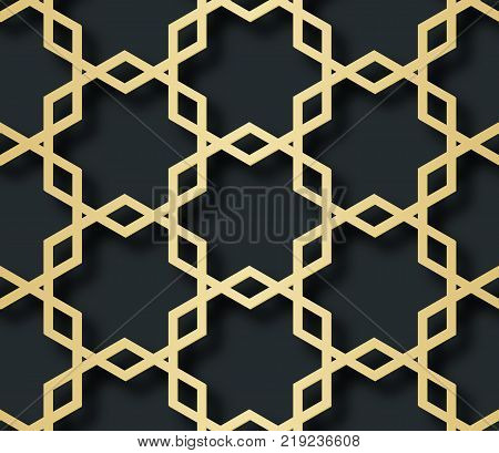 Vector arabic seamless pattern illustration with 3D effect for the festive design of the brochure, website, print.