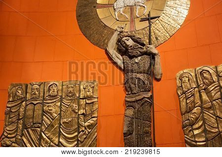 WARSAW, POLAND - JANUARY 01, 2016: Inside of John the Baptist chapel in the St. John's Archcathedral. The church originally built in the XIV century but in 1944 was ruined and rebuilt after the war.