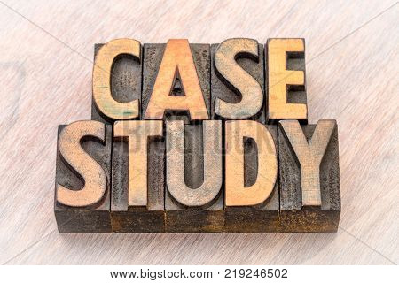 case stud\y - word abstract in vintage letterpress wood type printing blocks
