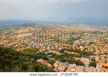 San Marino, Panoramic View Of The Local Surroundings.