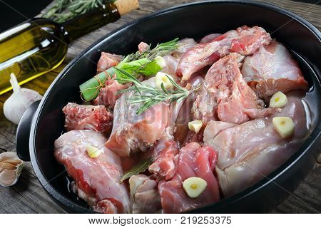Raw Rabbit Marinated With White Wine, Herbs