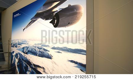 DUBAI, UNITED ARAB EMIRATES - APRIL 4th, 2014: The Lufthansa Senator Business Lounge at Dubai International Airport DXB. The German airline is a member of Star Alliance.