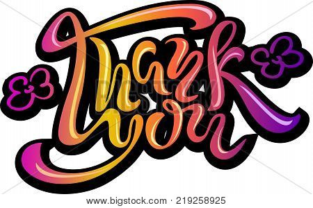 Thank you. handwritten inscription. Hand-drawn lettering. Thank you calligraphy. Inscription. Rainbow gradient. Vector illustration.
