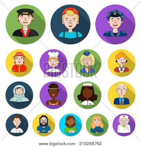 People of different professions flat icons in set collection for design. Worker and specialist vector symbol stock  illustration.