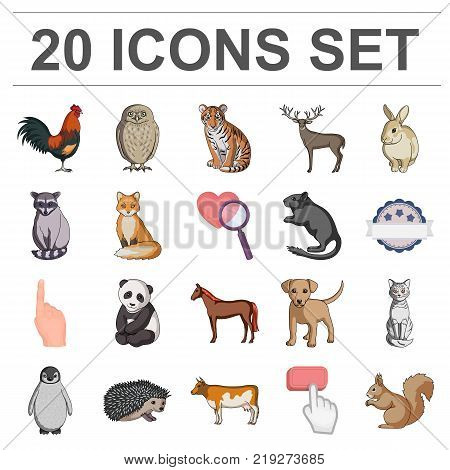 Realistic animals cartoon icons in set collection for design. Wild and domestic animals vector symbol stock  illustration.