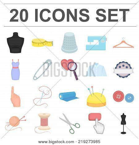 Atelier and sewing cartoon icons in set collection for design. Equipment and tools for sewing vector symbol stock  illustration.