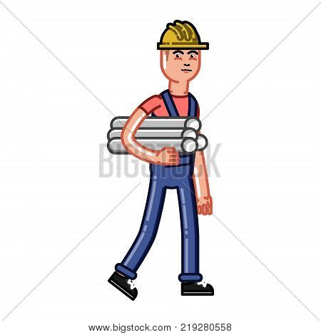 Builder bears drawings. Vector sketch cartoon illustration.