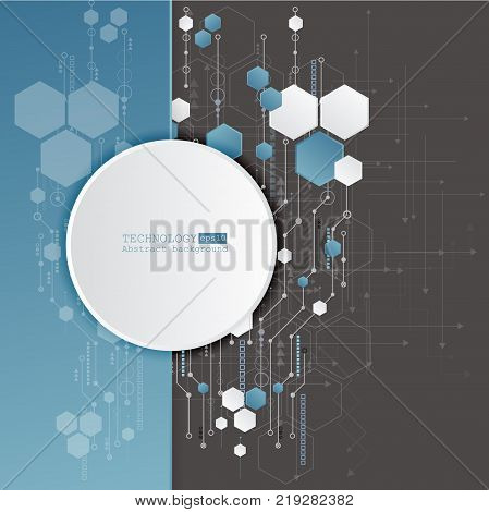 Abstract hi-tech, engineering, machine, technology concept. Vector abstract futuristic technology background