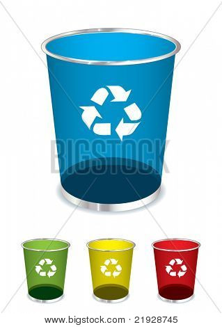 Helles Glas Recycling Abfalleimer Icons oder Symbole