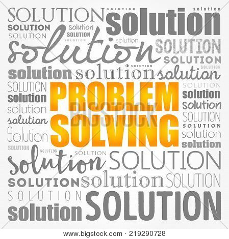 Problem solving aid word cloud collage business concept background