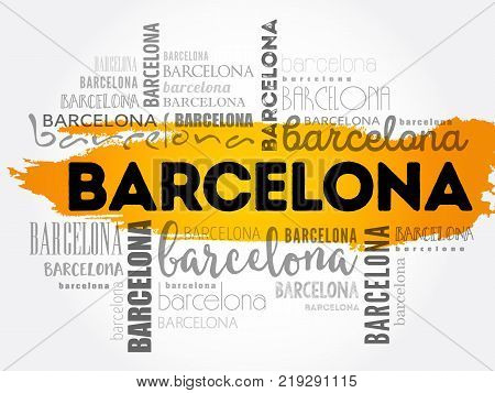 Barcelona wallpaper word cloud travel concept background