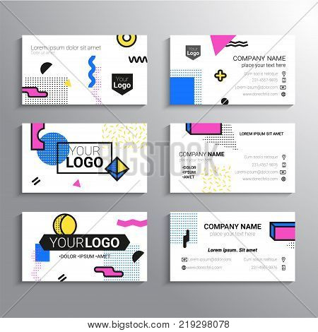 Set of business cards - vector template abstract background with place for your text, information, company name and contact information. Represent yourself and your firm in a bright way