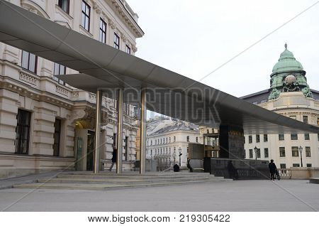VIENNA, AUSTRIA - MARCH 21, 2017: Entrance of the Albertina museum in Vienna Austria.